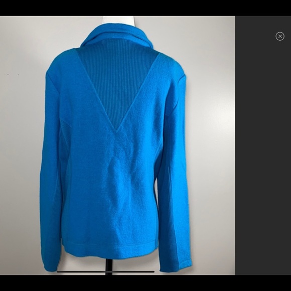 Conrad C 100% Wool Turquoise Button Sweater Blazer Size L. - Picture 6 of 7